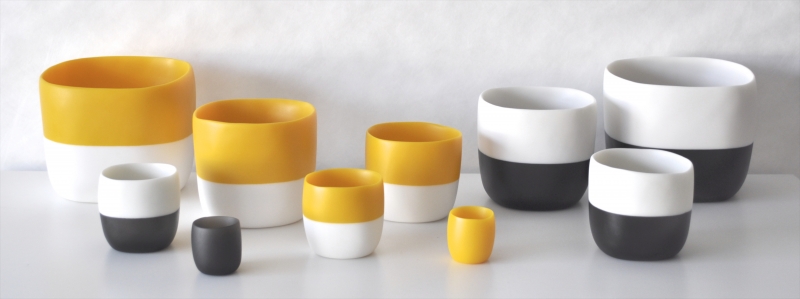 Striped Vessels-Grey and Yellow