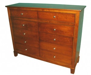Fifth Avenue 10 drawer dresser, - solid wood, locally built, custom made to order furniture, Canadian made