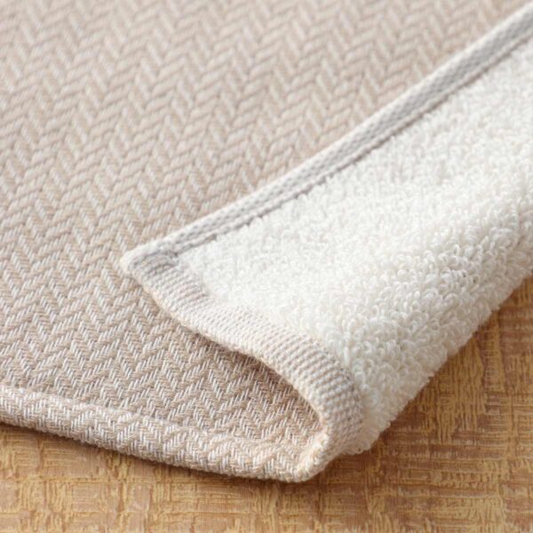 Coffee dyed organic gauze and pile towel - detail