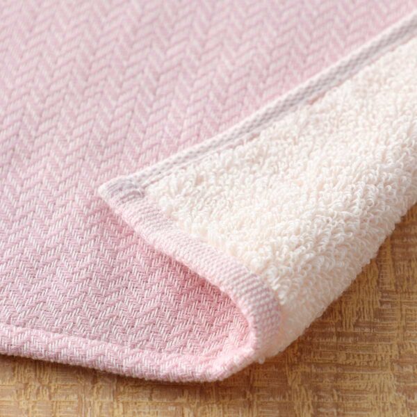 Tea dyed organic gauze and pile towel - detail