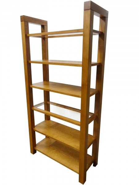 Custom Boxwood Tall Bookcase - shown with mix of wood and glass insert shelves