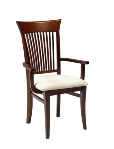 Cardinal Arm Chair, solid wood, Canadian made, upholstered, custom, built furniture.