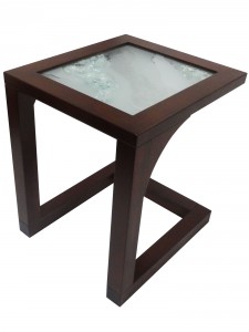 Chelsea End Table - a BC built solid wood frame enhance the G3 art glass insert, available with different colours for frame