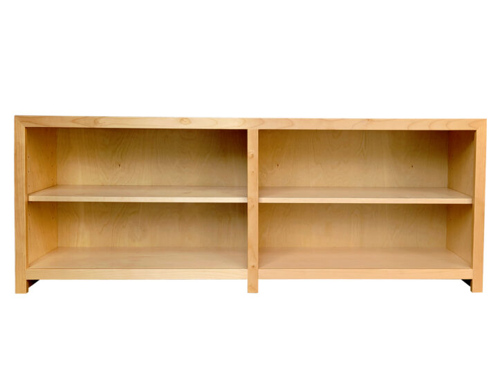 Coleman low and wide bookcase in natural stain
