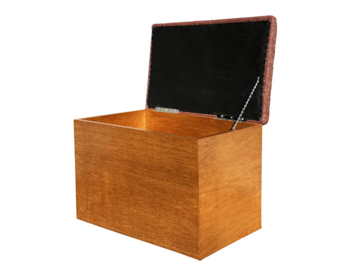 Wood Frame Storage Ottoman - open lid