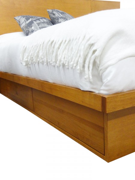 LA Storage bed close up - custom made locally built solid wood furniture