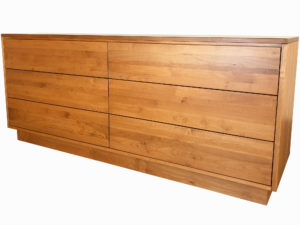 LA Dresser with wood base - this dresser has solid wood sides, top, drawer fronts and boxes and recessed base, made in BC shown in maple