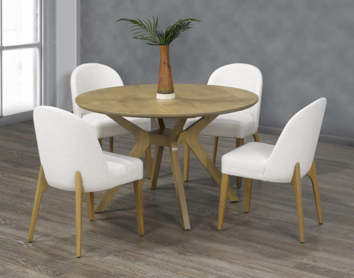 Leksvik Dining Table with Svene chairs, made in Canada