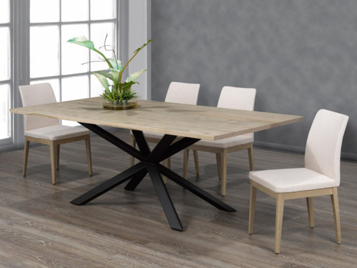 Norseman dining set- solid wood, steel base, Canadian made