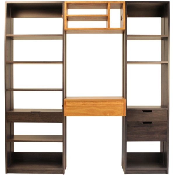 Queue combo bookcase desk unit - solid wood, locally built, bookcase, hutch, and desk
