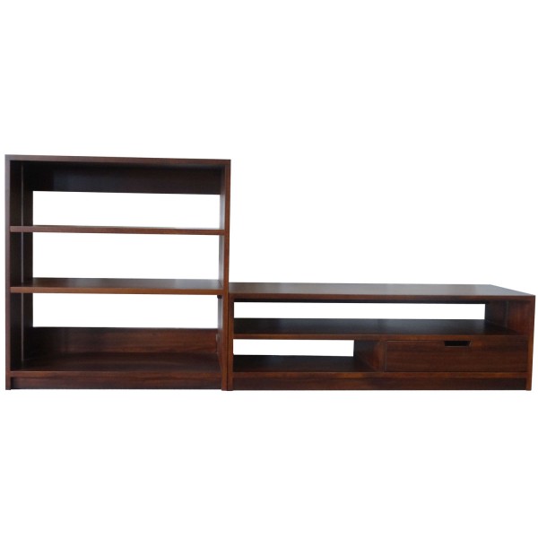 Queue Short bookcase and Queue Entertainment Unit - solid wood locally built, custom in-house design Canadian made
