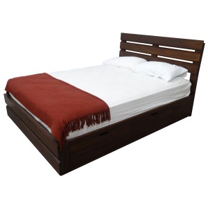 Vancouver Storage Bed is made in solid wood, can be custom size, headboard, colour and wood, locally built.