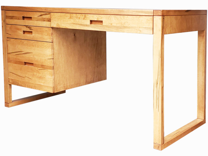 Tangent writing desk in wormy maple