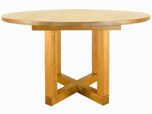 Tangent Pedestal Dining Table, hand crafted in BC, Canada of solid maple