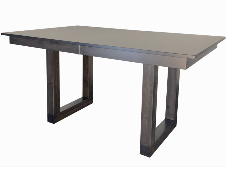 Tangent Trestle Dining Table with self storing leaf – angle view