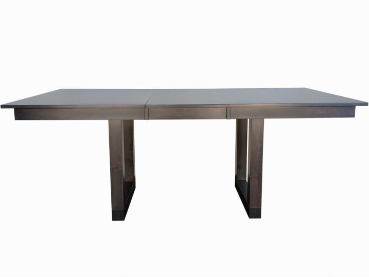 Tangent Trestle Dining Table - extended with self storing leaf