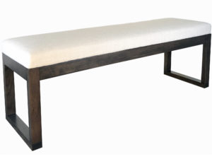 The Tangent solid wood bench with upholstered seat, an exclusive design, is built to order using solid wood. Made in Canada.