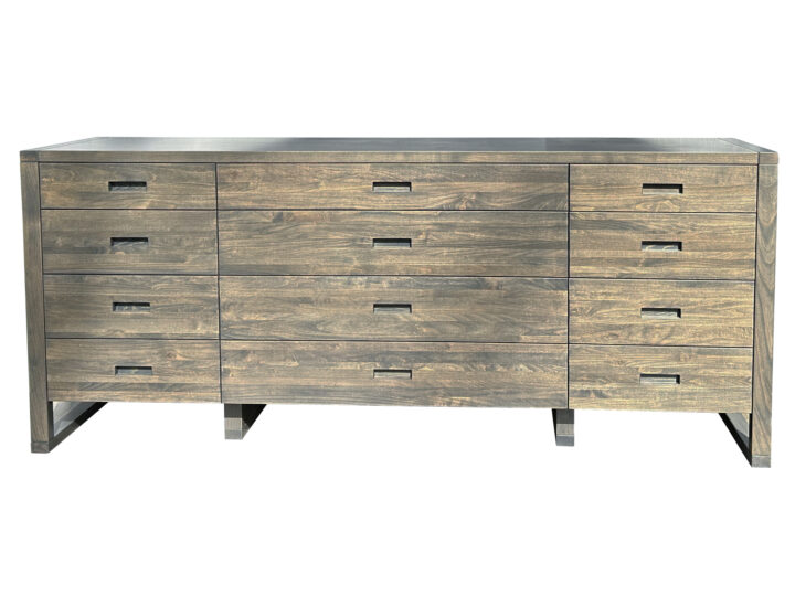 Tangent Twelve Drawer Dresser, solid wood furniture for all your storage needs is built to order in BC. Dimensions can be customized.