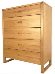 Tangent Five Drawer Chest, made in BC of solid wood, a custom in-house design.