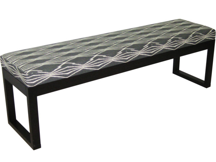 Tangent solid wood bench with upholstered seat - angle view