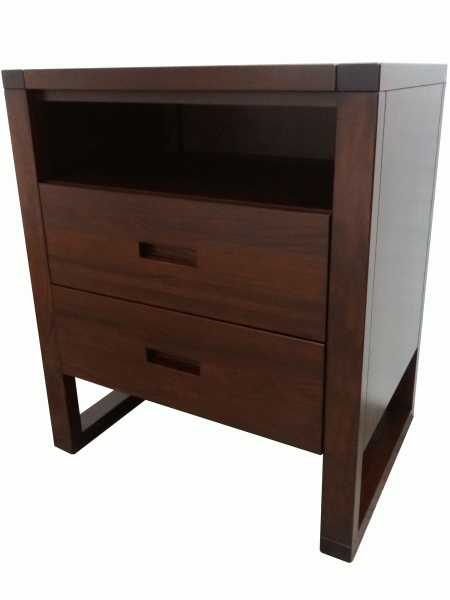 Custom Tangent 2 drawer & cubby nightstand - solid wood, built to order, locally built, Canadian made, custom in-house design furniture