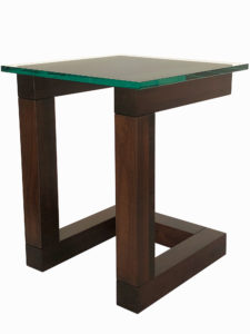 Tangent Versa end table, in-house design, solid wood, custom sizing