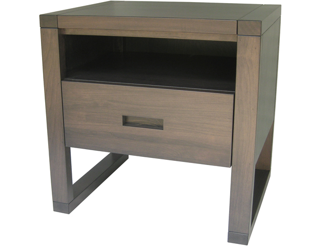 Tangent 1 drawer & cubby nightstand - solid wood, locally built, Canadian made, in-house design