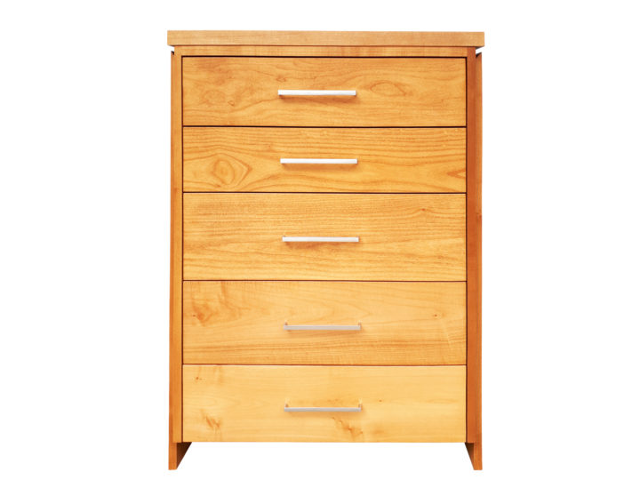 Tofino Five Drawer Chest - front view in light stain