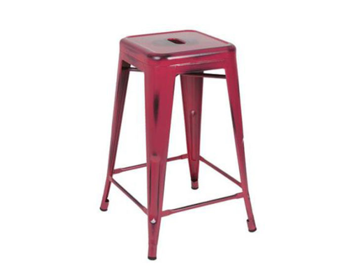 Tolix Stool Red - indoor / outdoor furniture, metal bar stool, painted finish