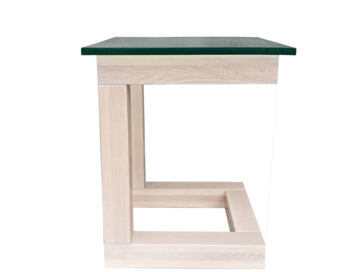 Tangent Versa End Table in Rift Cut White Oak - side view