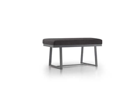 Amalfi bench by Trica, welded steel base, choice of upholstery