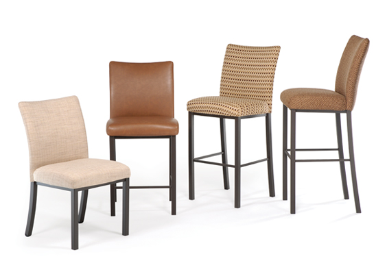 Biscaro dining chair by Trica - welded steel, Canadian made, fully upholstered custom built furniture