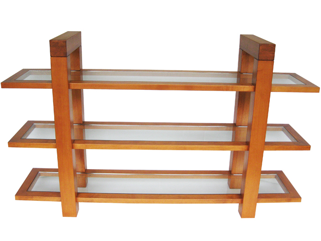 Custom Boxwood Low Bookcase with glass shelves , - solid wood locally built, custom in-house design Canadian made
