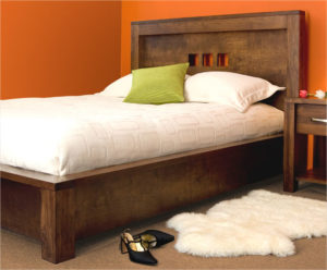 Boxwood bed -our exclusive in-house design, this bed with a 4" surround is locally built in solid wood with many stain options