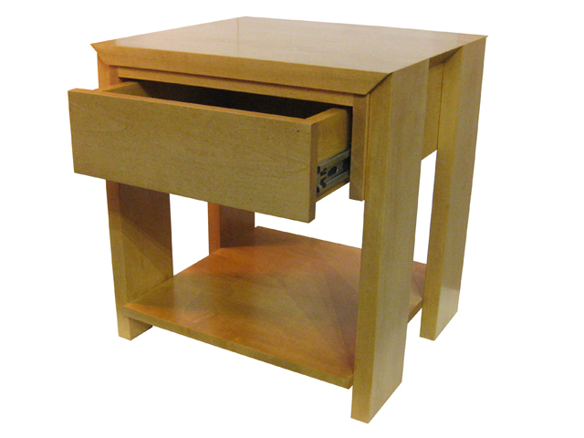 Chesterman solid wood End Table - angle view with open drawer