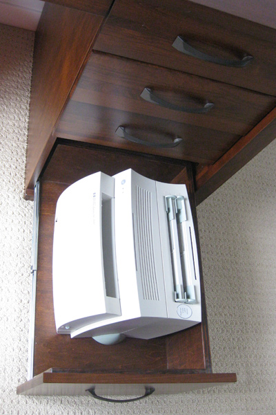 Boxwood 9 Drawer Desk - printer drawer shown