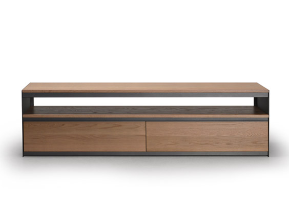 Roots TV Stand - solid oak and welded steel made in Canada