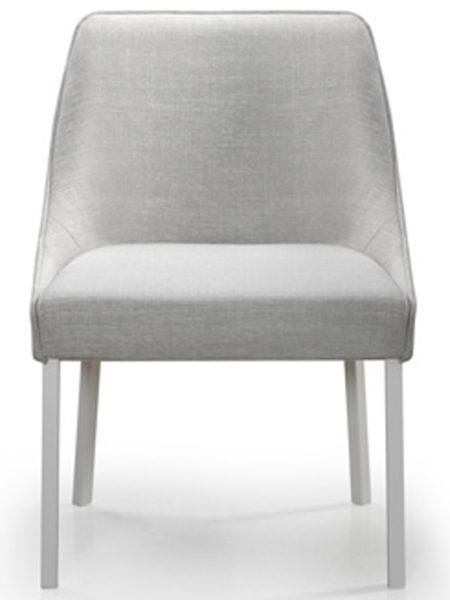 Sara I dining chair by Trica - welded steel, Canadian made, fully upholstered custom built furniture
