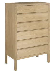 Sula 6 drawer chest in solid White Oak