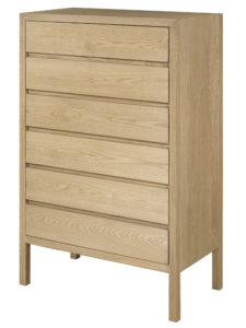 Sula Six Drawer Chest, built to order, unique design, solid wood, made in Canada.
