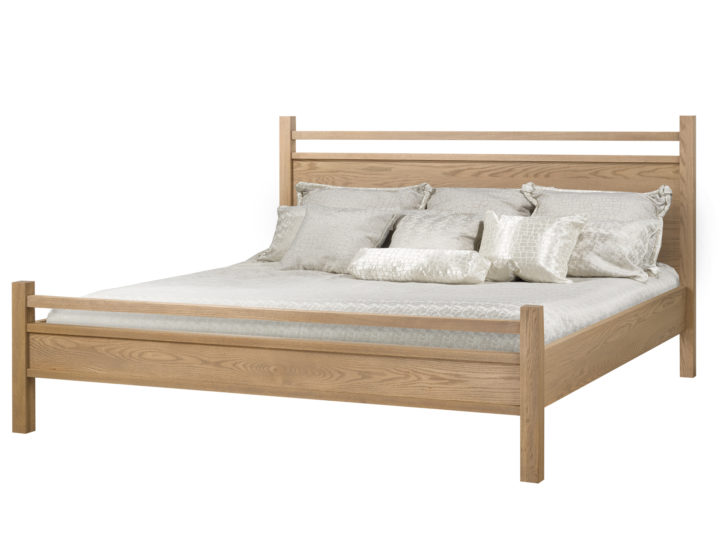 Sula king bed with low headboard in solid white oak