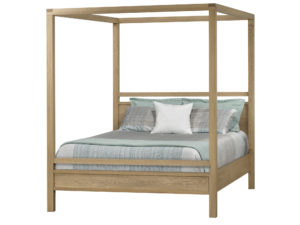 Sula queen sized canopy bed in solid white oak
