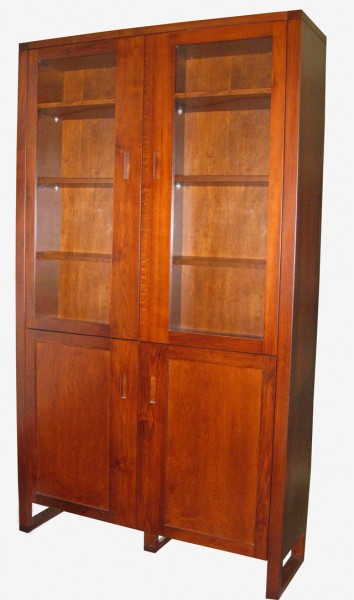 Tangent solid wood tall bookcase with doors, - solid wood locally built, custom in-house design Canadian made