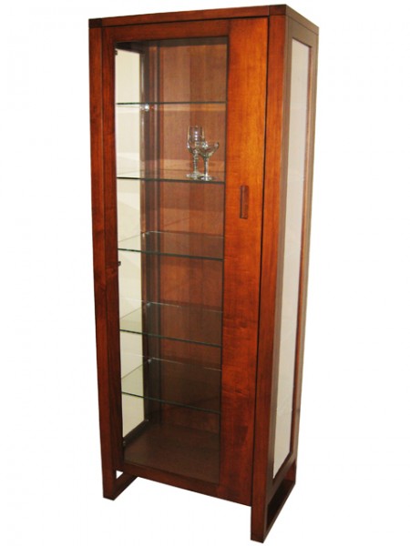 Tangent curio cabinet, exclusive line, built to order solid wood, Canadian made, custom made to order furniture