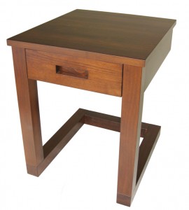 Tangent End Table is part of our built to order in-house design solid wood living room furniture. Made in BC.
