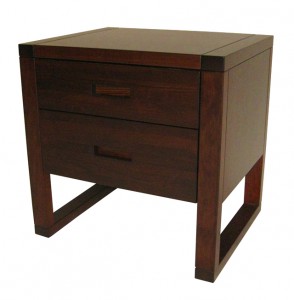 Tangent Two Drawer nightstand, made of solid wood built to order, this furniture is easily customized as one of our in-house designs. Made in Canada.