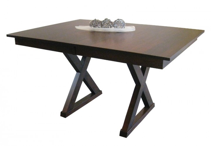 Tangent X-Base table with self storing leaf - exclusive design, solid wood, locally built, Canadian made, custom furniture