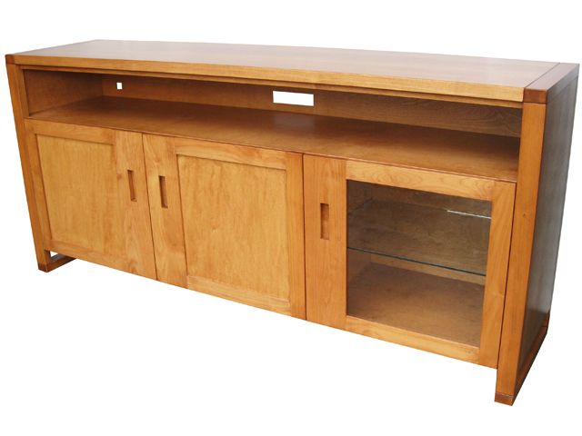 Custom Tangent entertainment unit - solid wood furniture custom built to order locally built, Canadian made