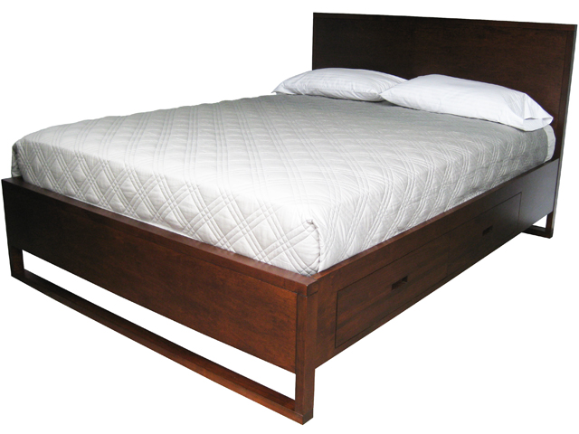 Tangent Solid wood bed with under-bed storage, built to order