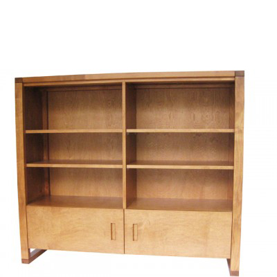 low solid wood bookcase with drawers, made in Canada